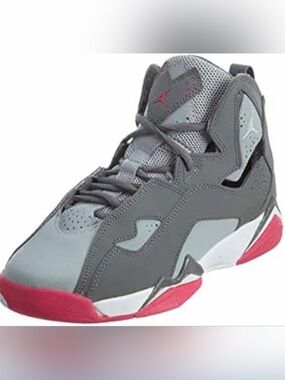 Nike Jordan True Flight Big Kid’s Size 7.5Y Grey and Red High-Top Sneaker